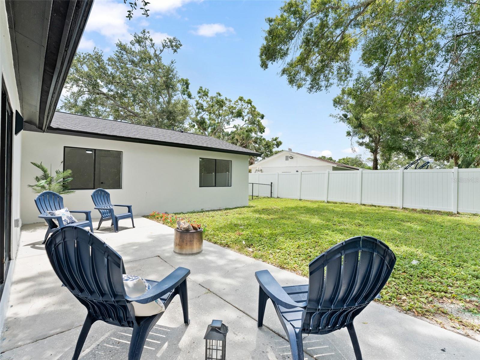 fenced backyard