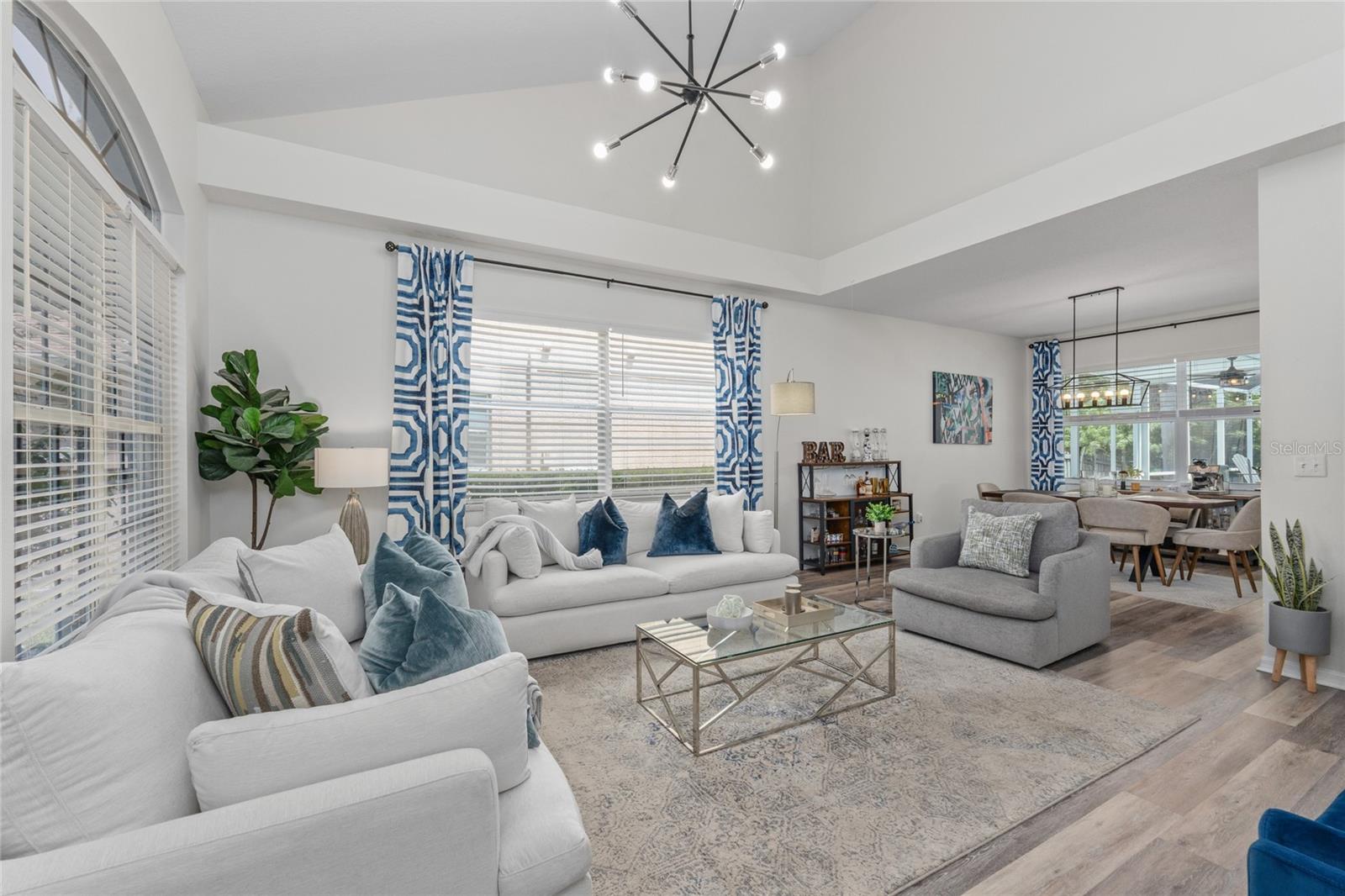 Updated lighting fixtures give this home a designer feel