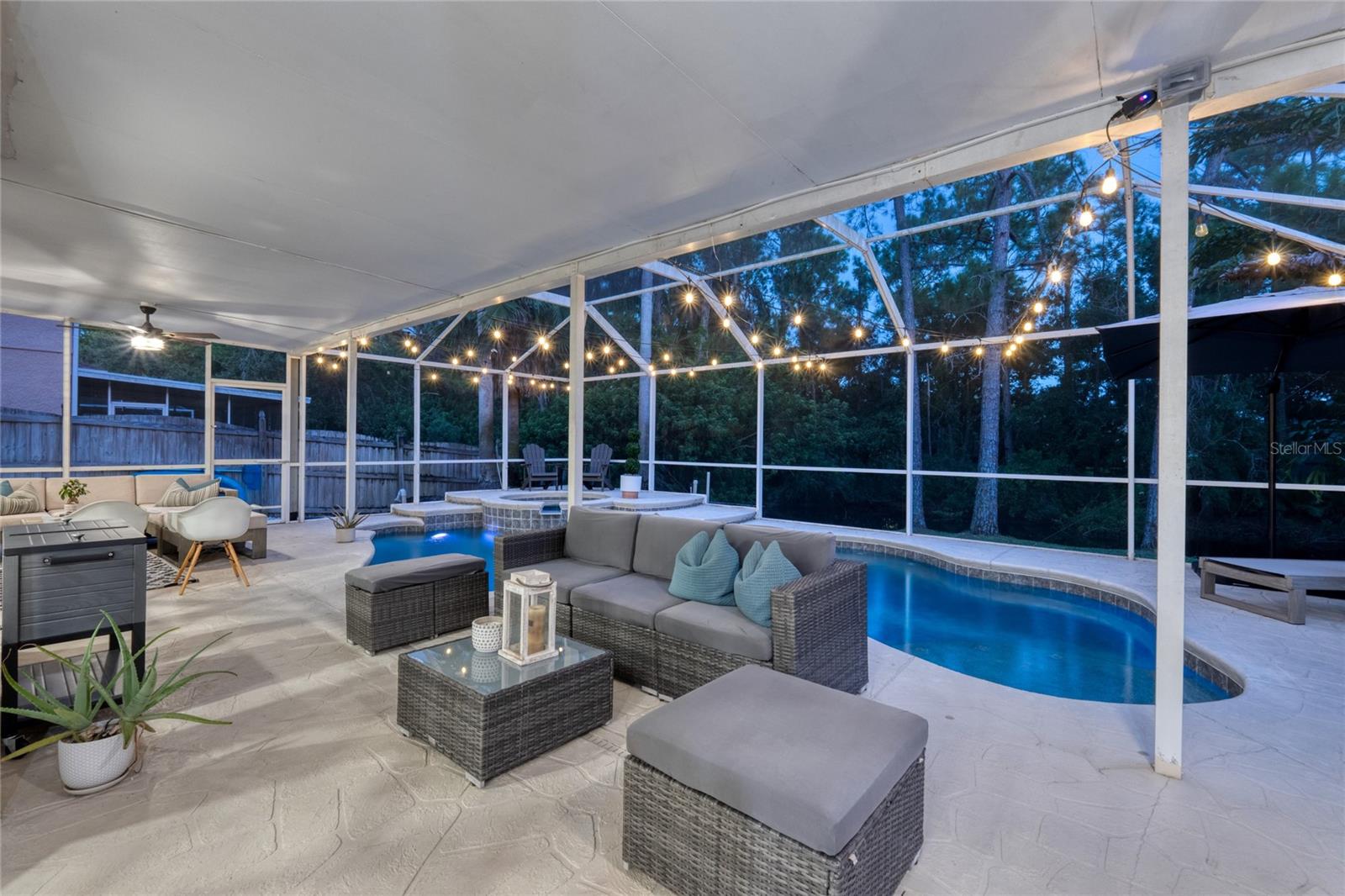 Plenty of covered space to enjoy the pool in the shade