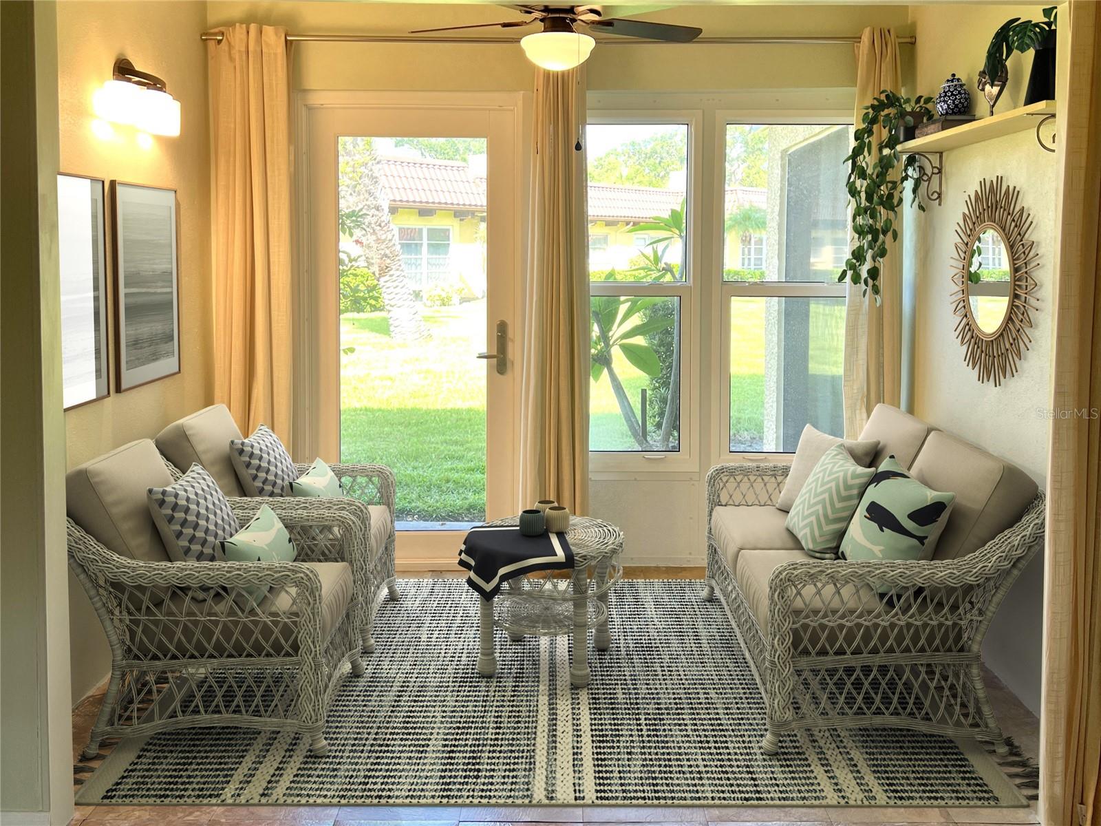 The bonus room or sunroom offers extra living space.  Enjoy the Florida sun while reading a book or sipping your morning coffee.