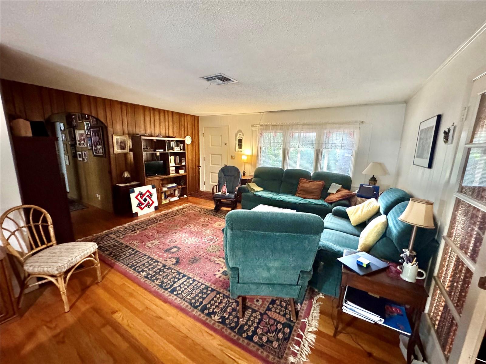 Living room with wood floors