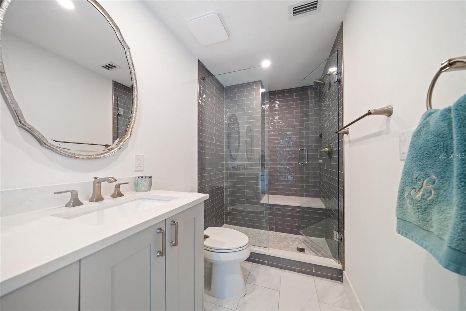 Beautifully updated primary bathroom.