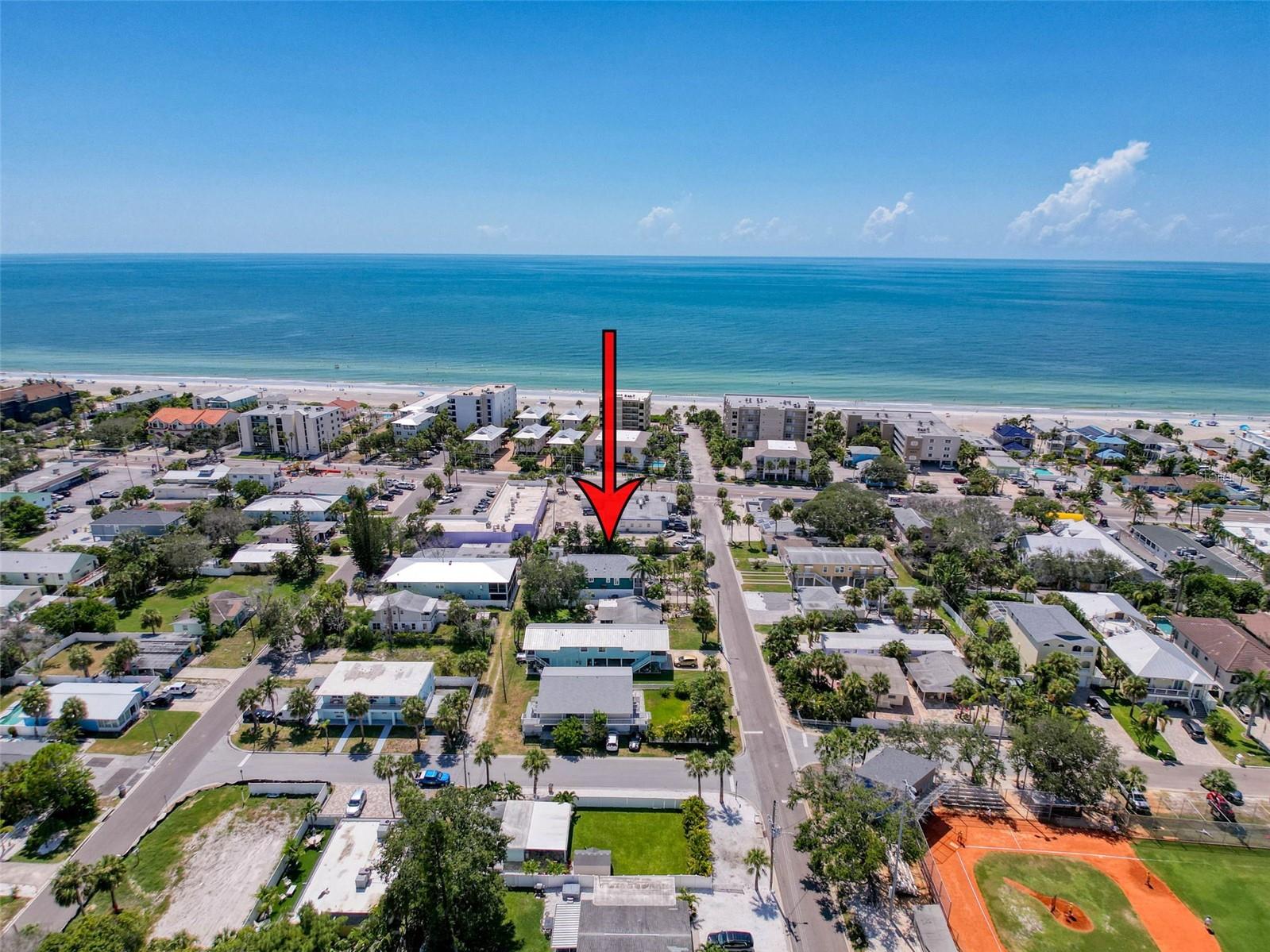 Aerial view of 107 15th Ave in proximity to the beach