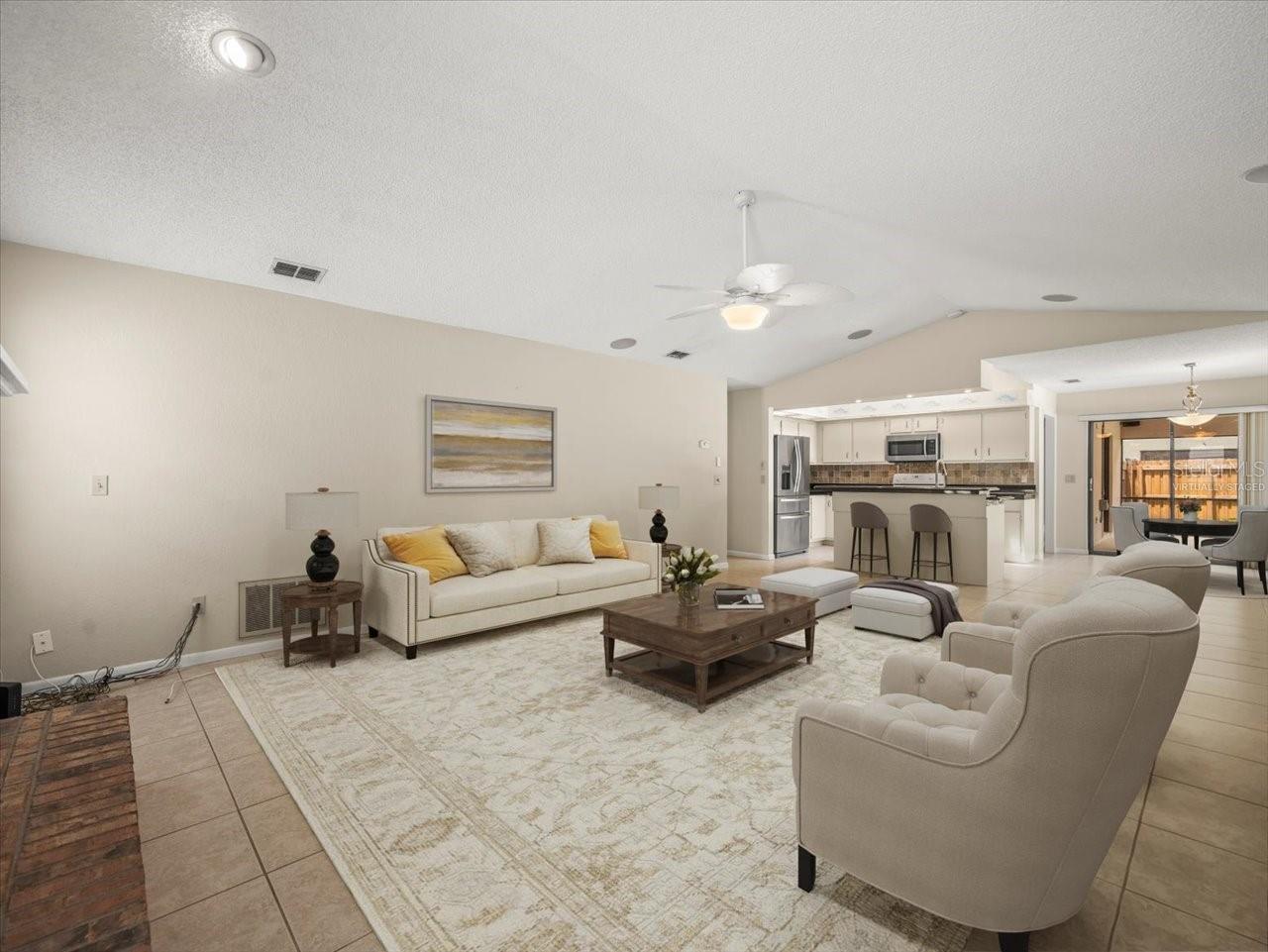 Living Room Kitchen Virtually Staged