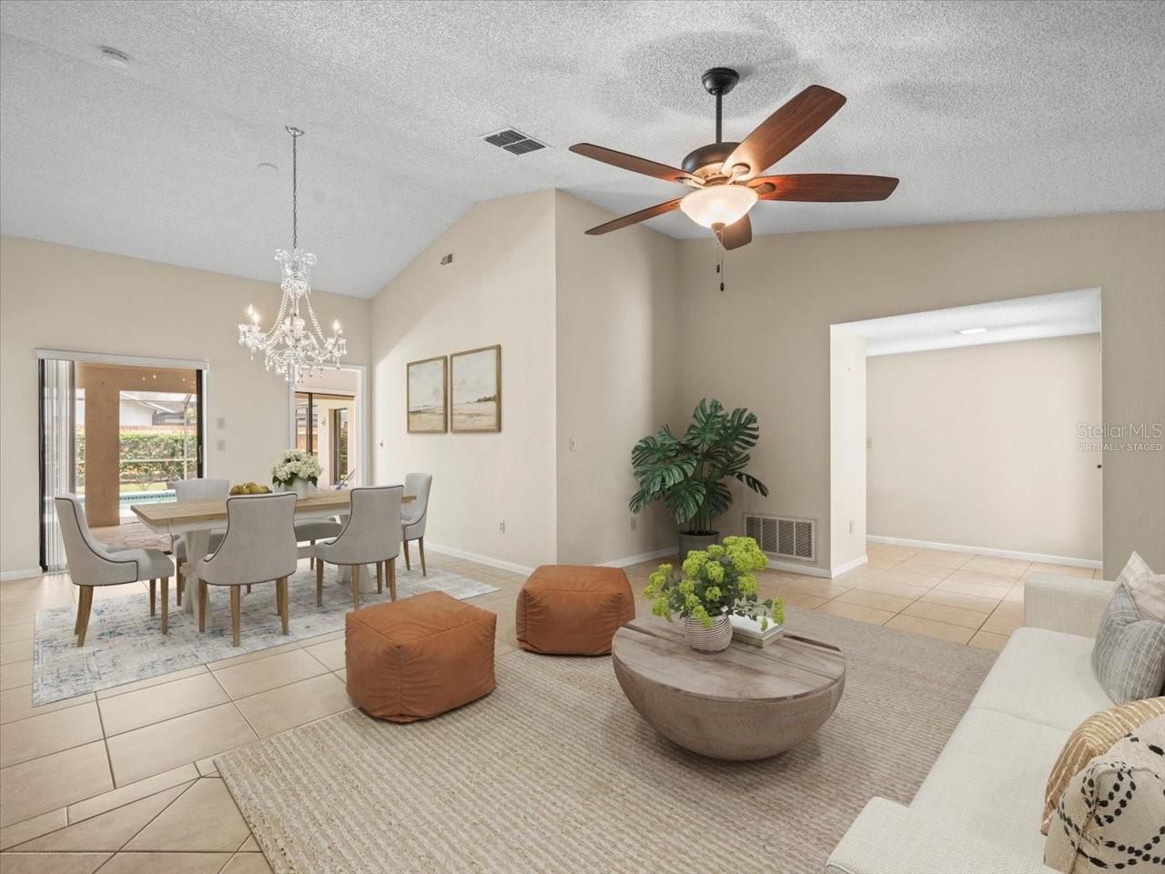 Family & Dining Room Virtually Staged