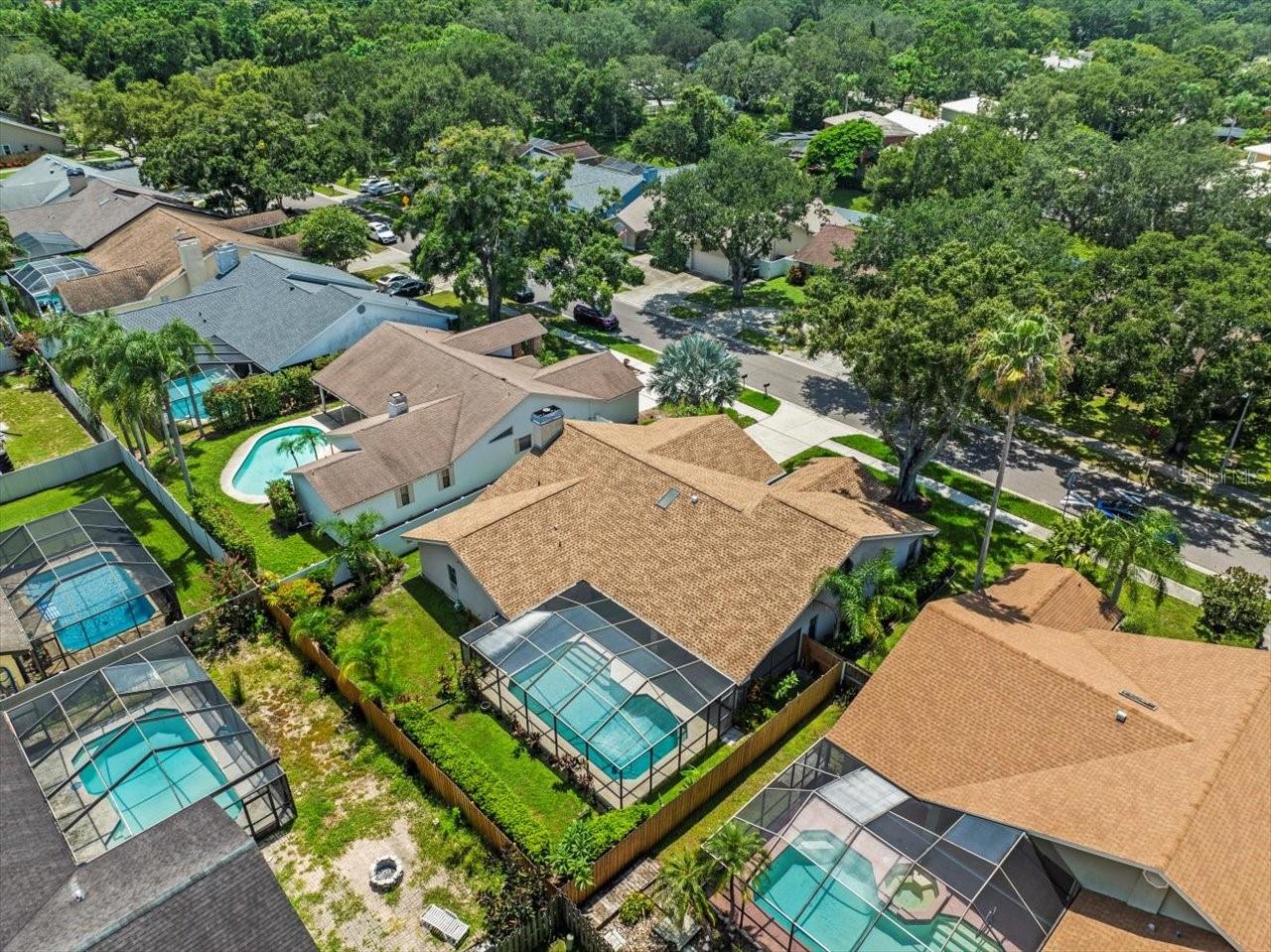Aerial View Pool & New Roof