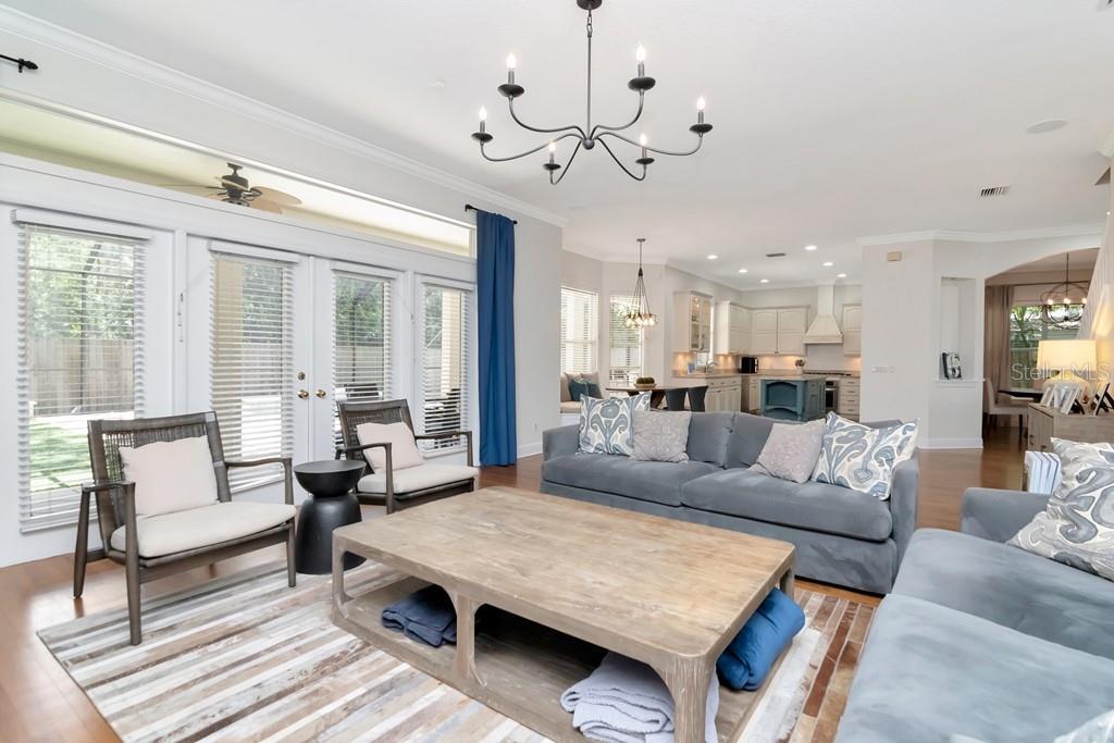 Oversized Family Room Open to Kitchen and Pool/Backyard