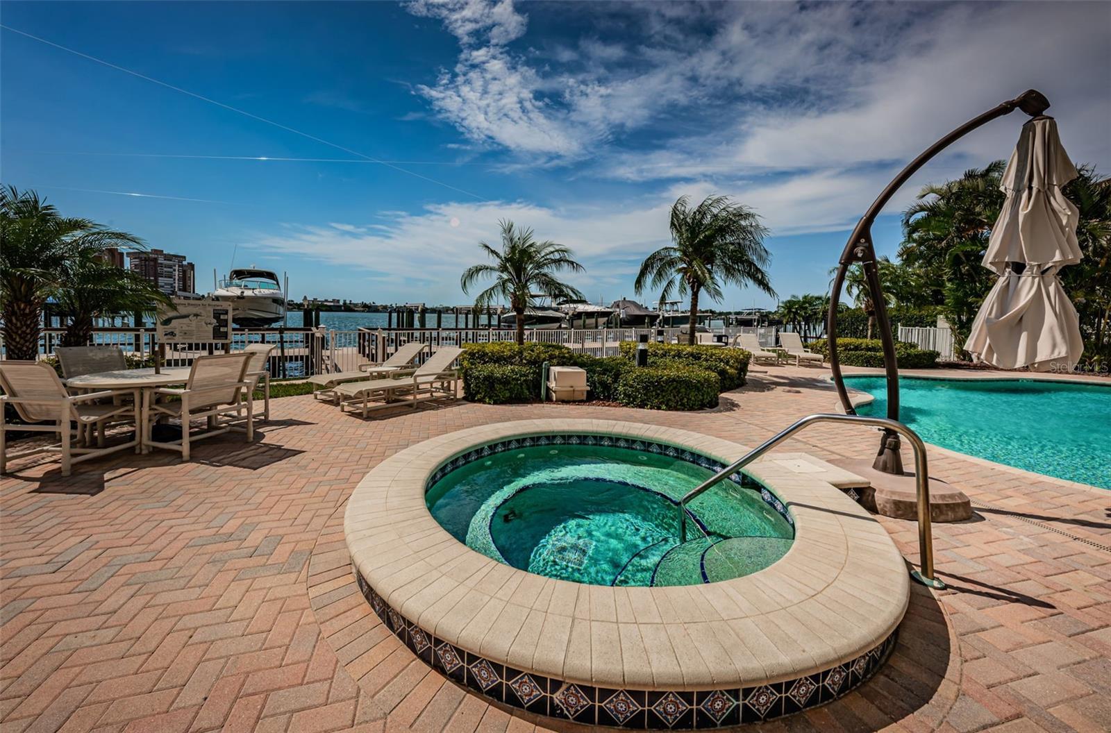 .... Pool & Spa. La Bahia.. After a Nice Walk or Game of Tennis - Nothing Like a Soothing Dip in The Spa. Let Those Weary Bones Recharge. NOTE: Plenty of Lounging Areas to Relax and Watch the Dolphins Frolic.