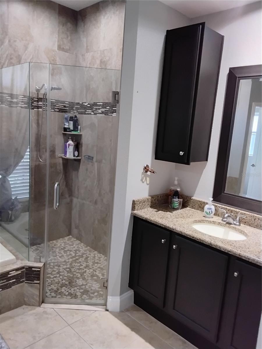 Master Bathroom, shower tile to celing, seamless shower glass