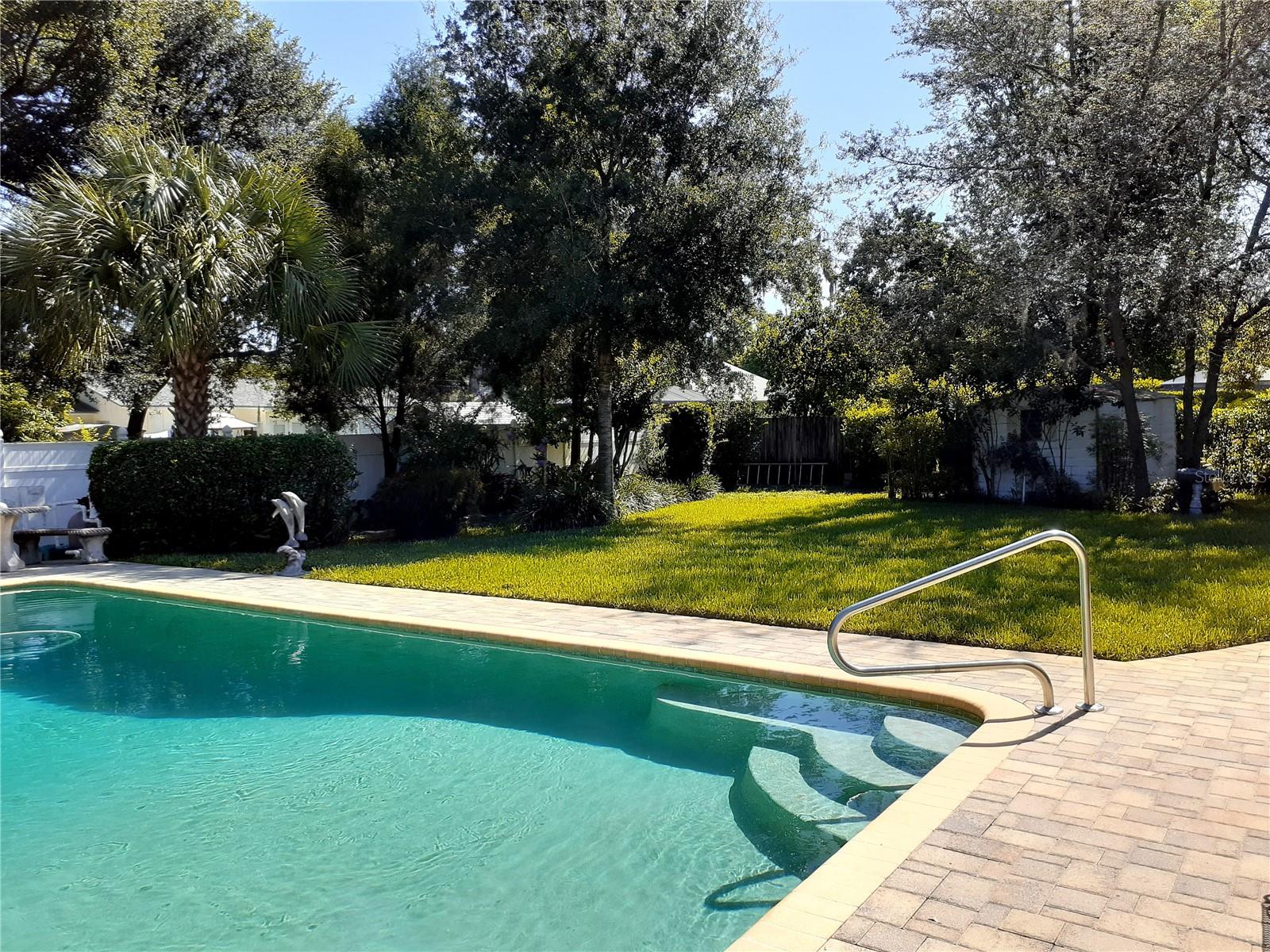 Pool with steps and handrail entry