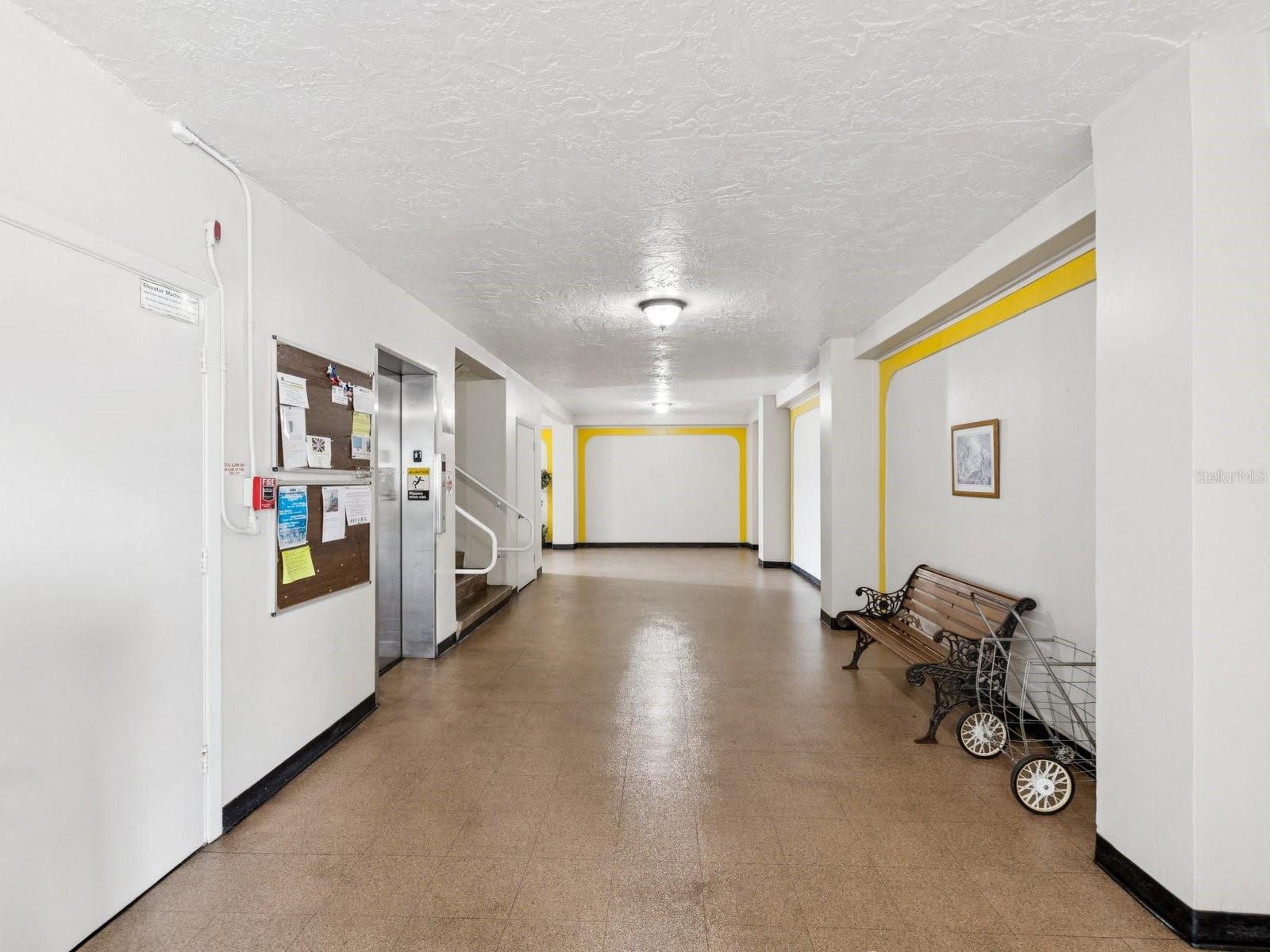 Lobby with elevator