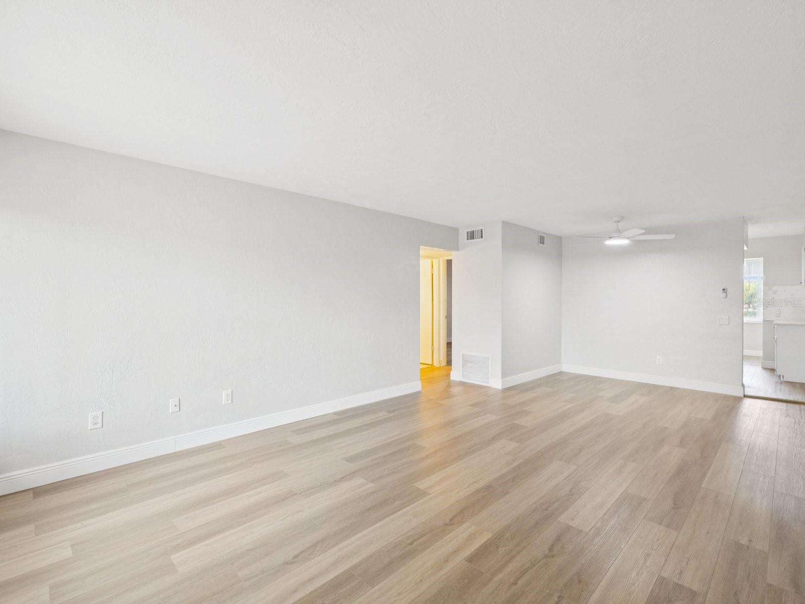 Living room and dining room