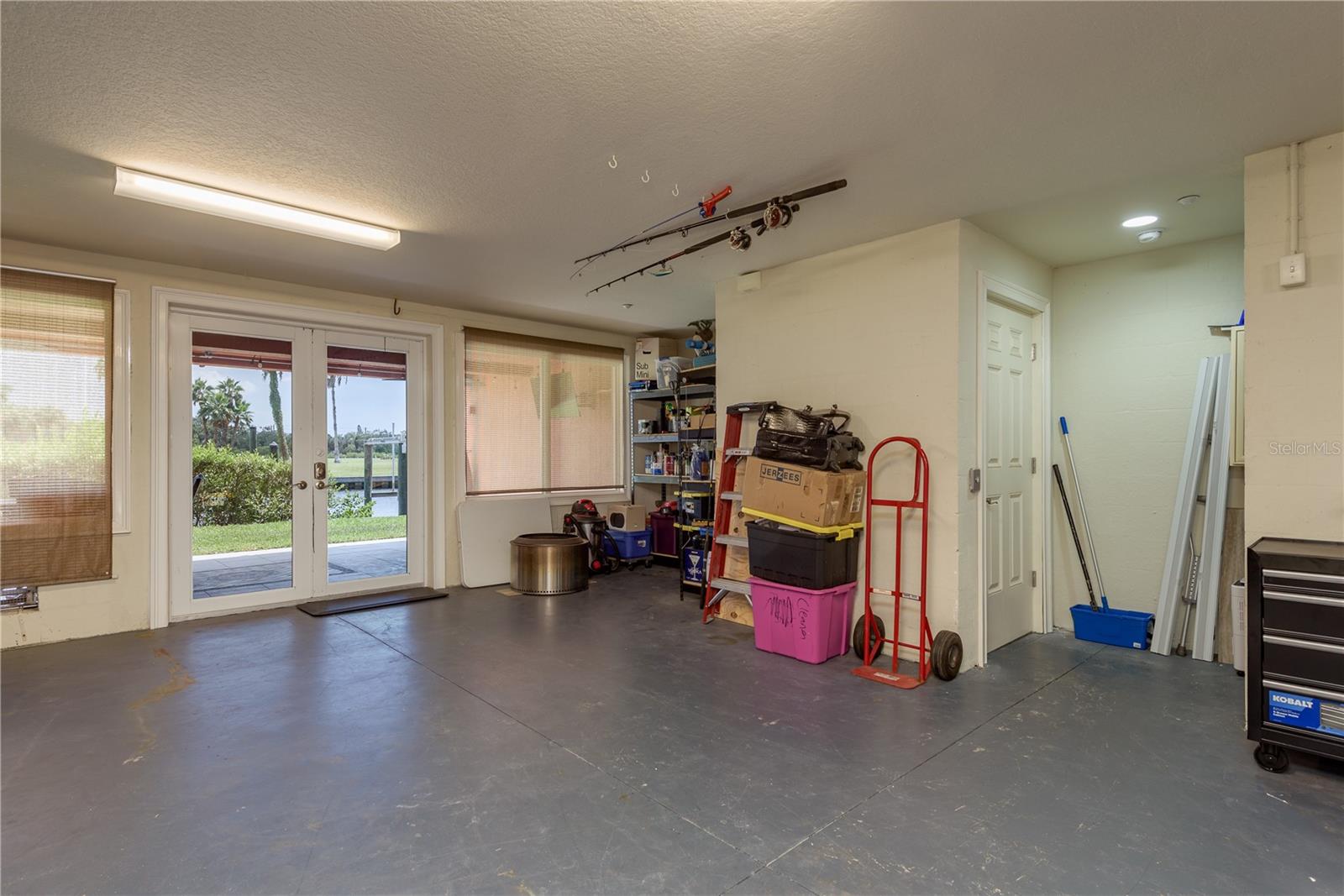 4 car garage with custom storage racks