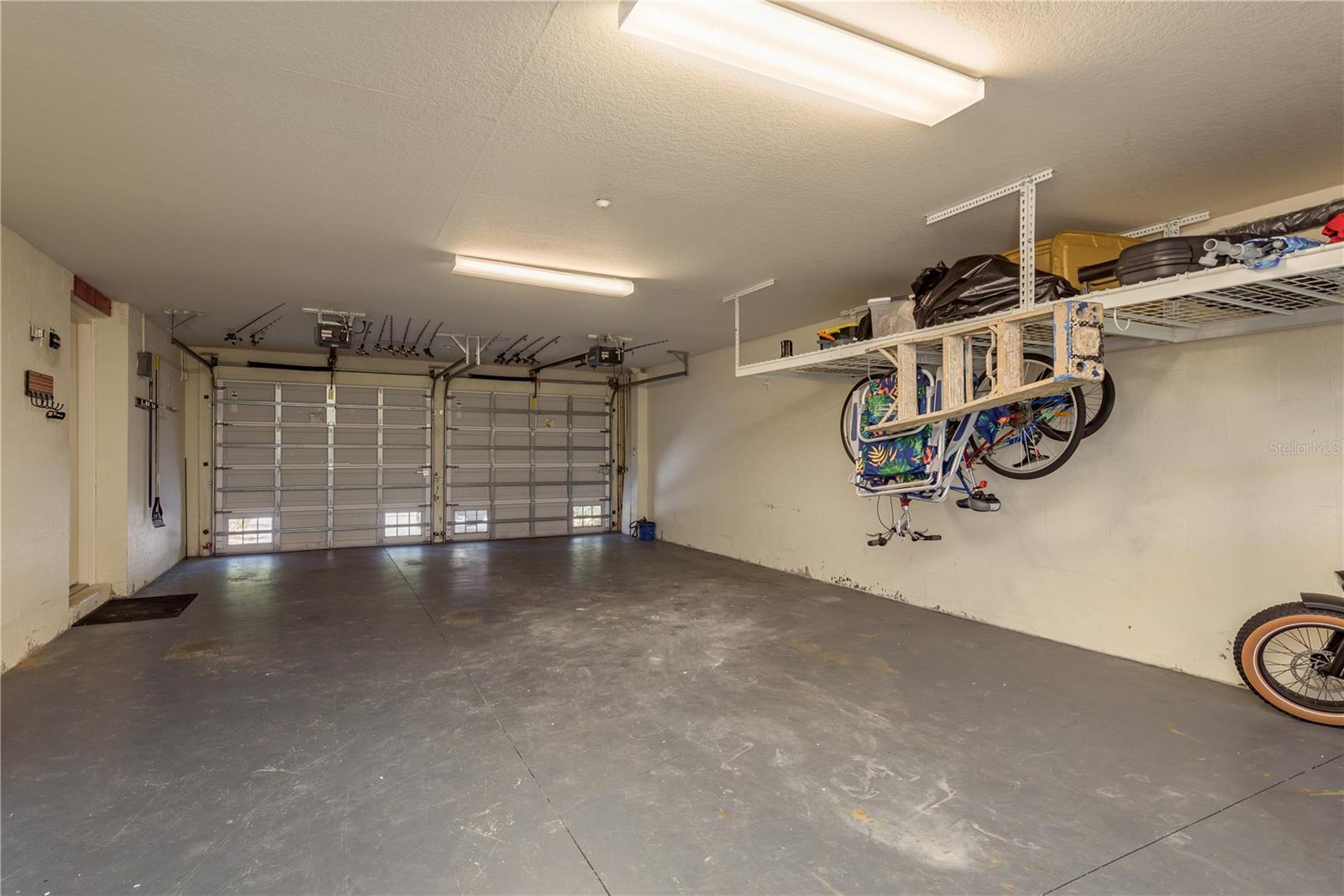 4 car garage with custom storage racks