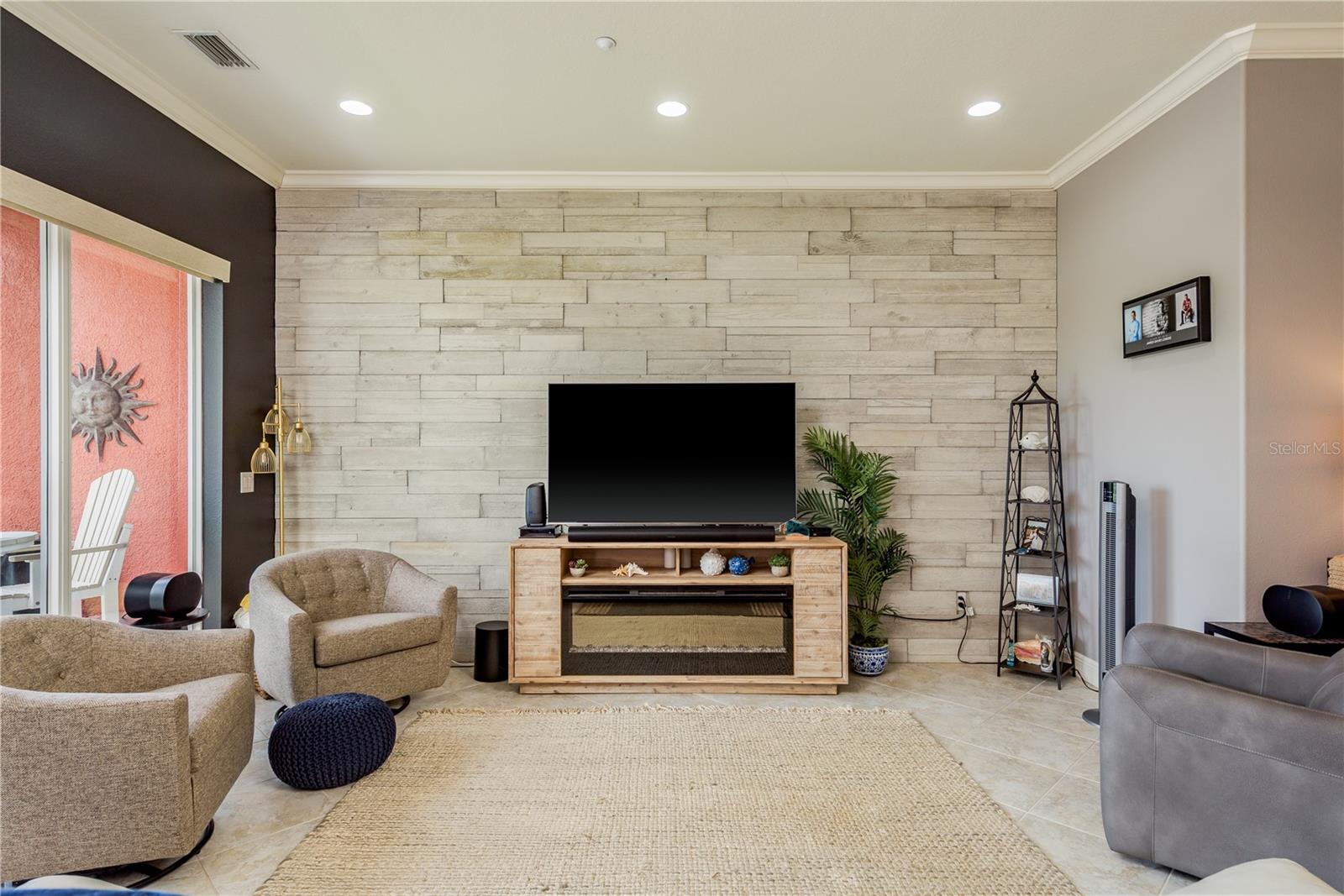Living room SOLID STONE accent wall!