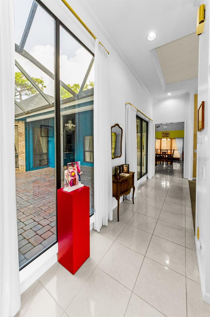 Hall from living to dining to family room...