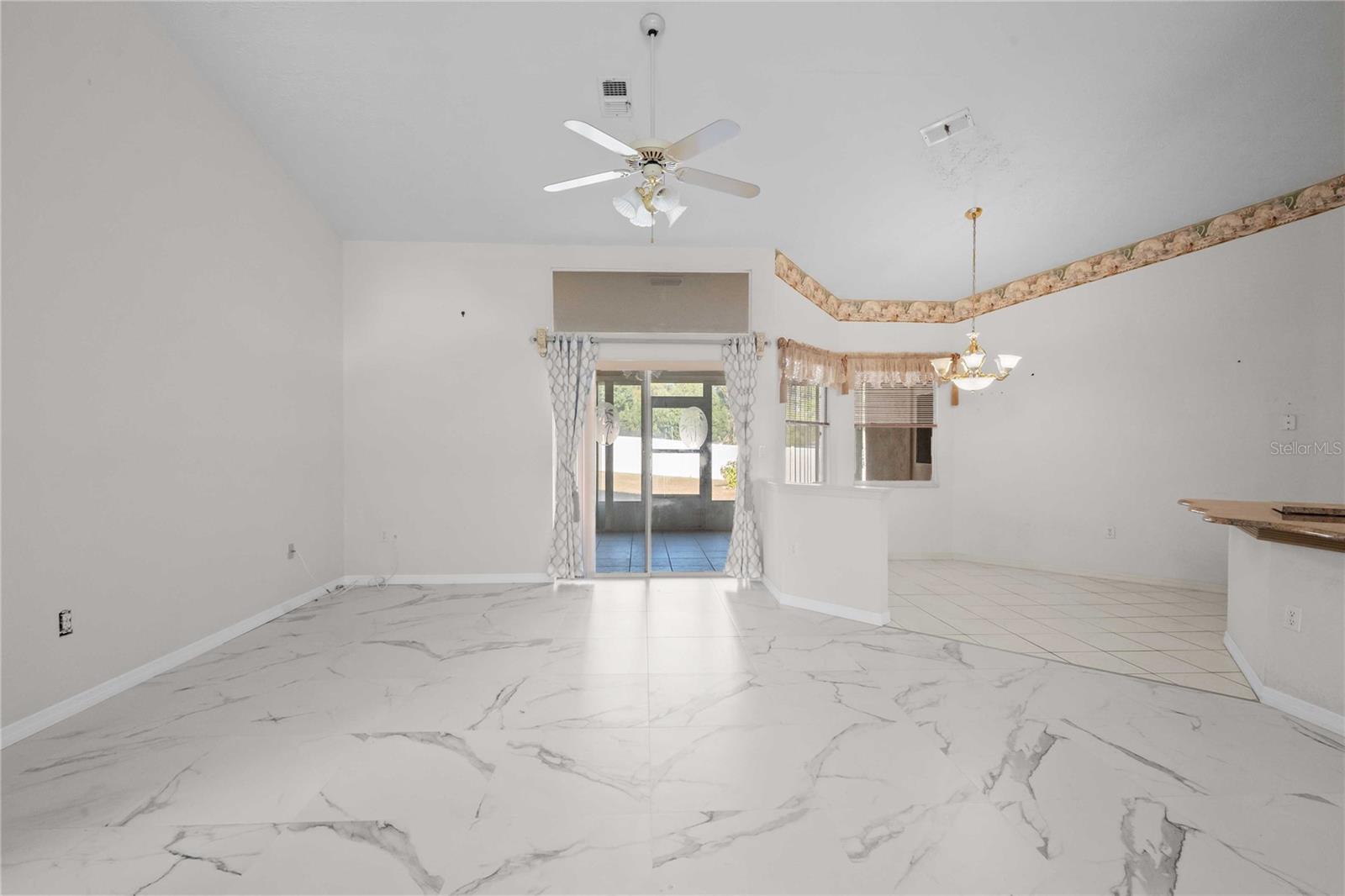 View from front door of living area with entrance to enclosed lanai