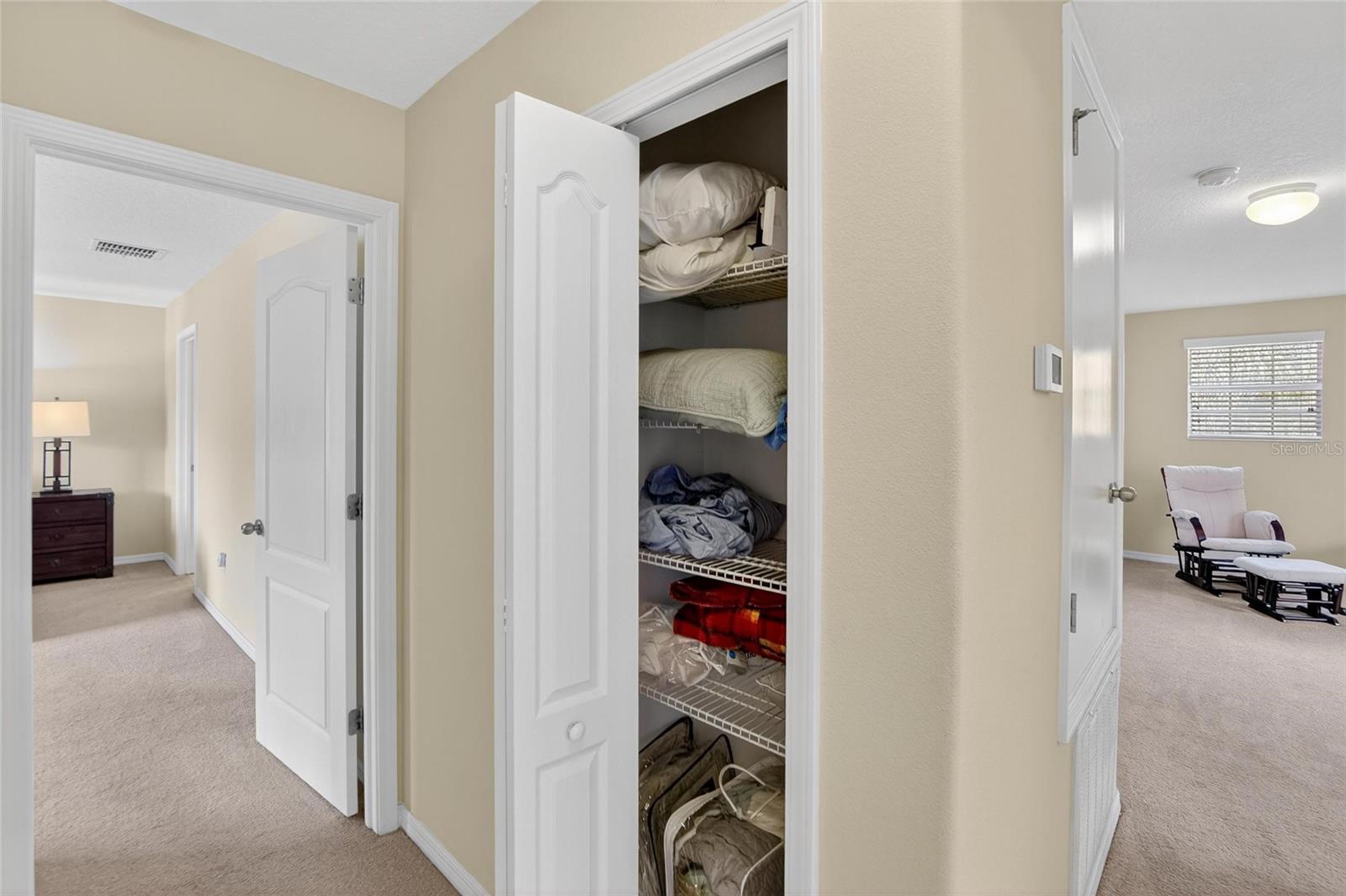 Upstairs hall linen closet