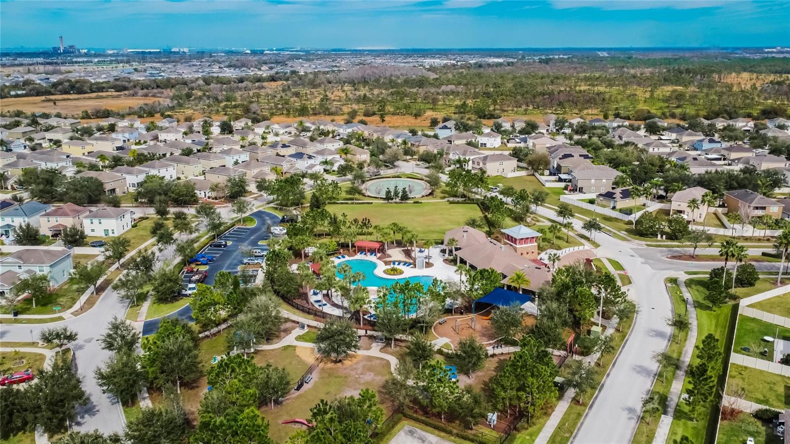 Clubhouse and park arial