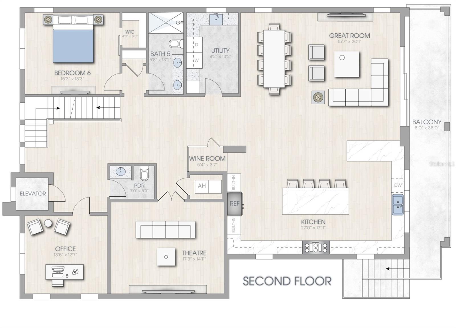Second living level floorplan