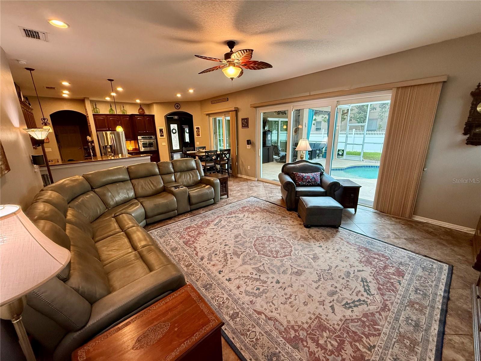 Large family room with pool access