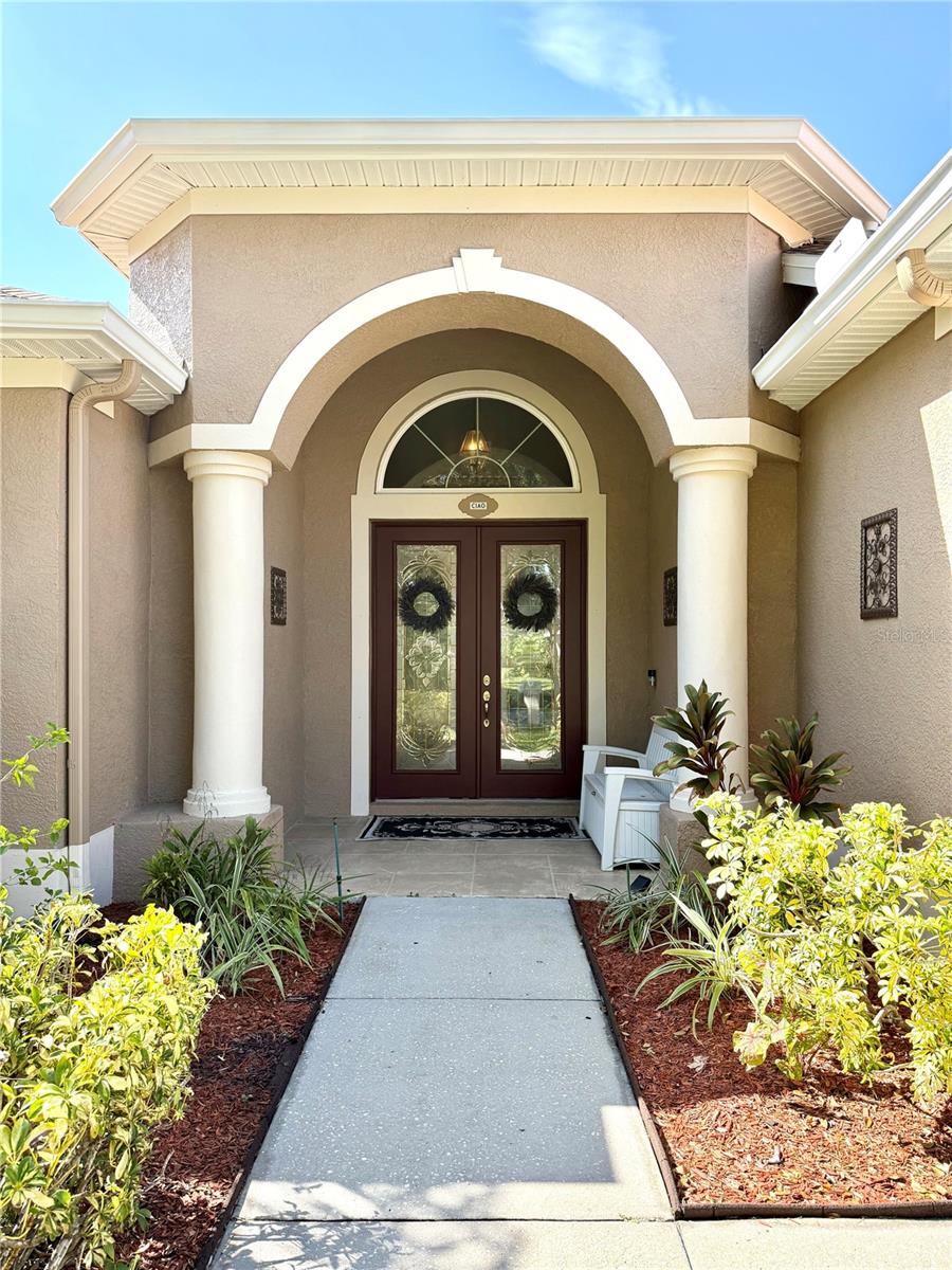 Front entrance - double leaded-glass doors