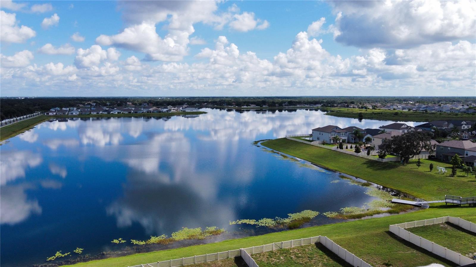 Drone View of pond from House