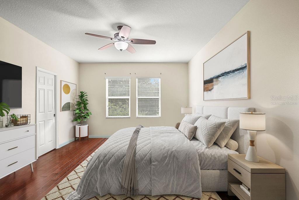 virtually staged master bedroom