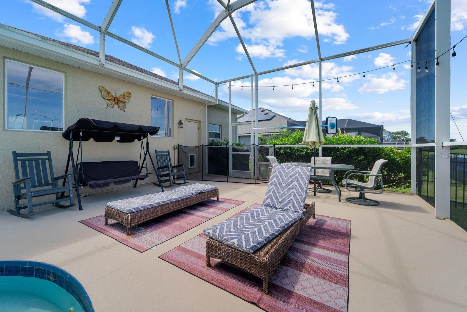 large screened deck area