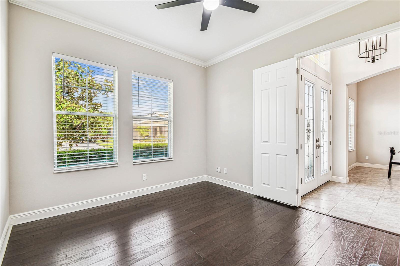 Double door entry to home office