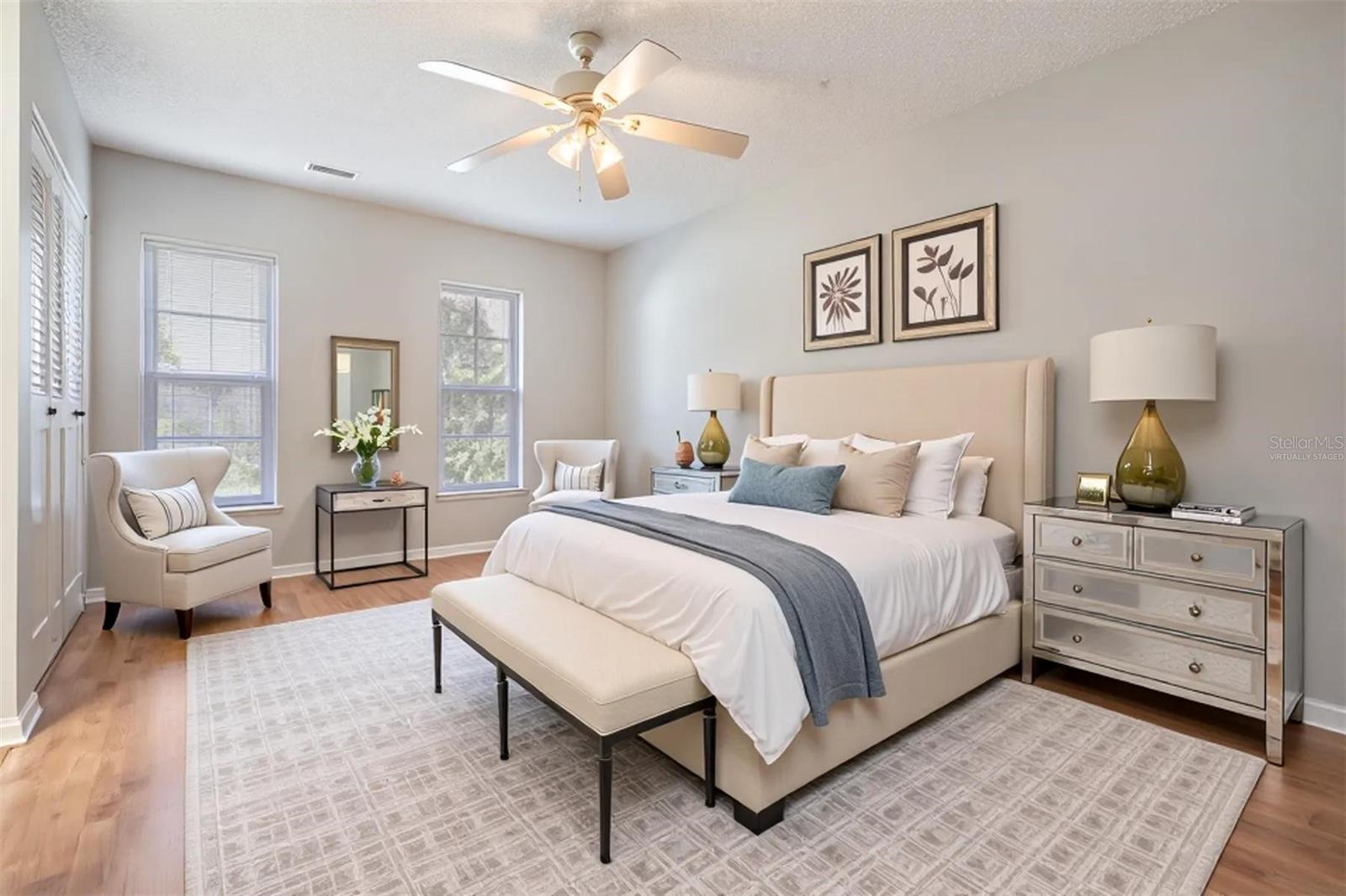 Virtually staged - primary bedroom