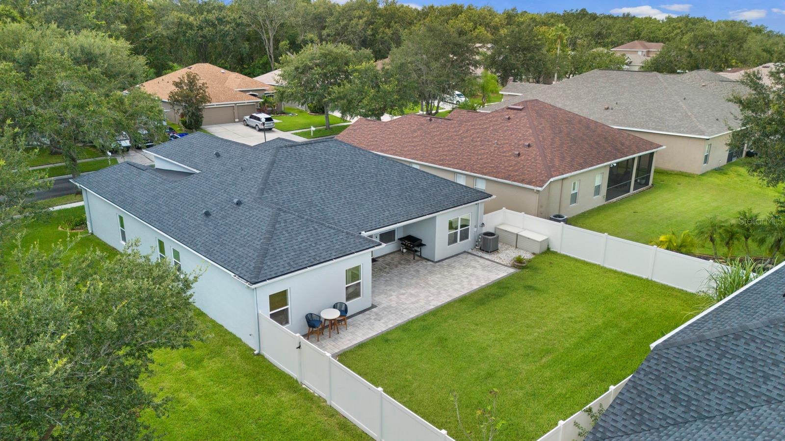 Aerial view/fenced back yard