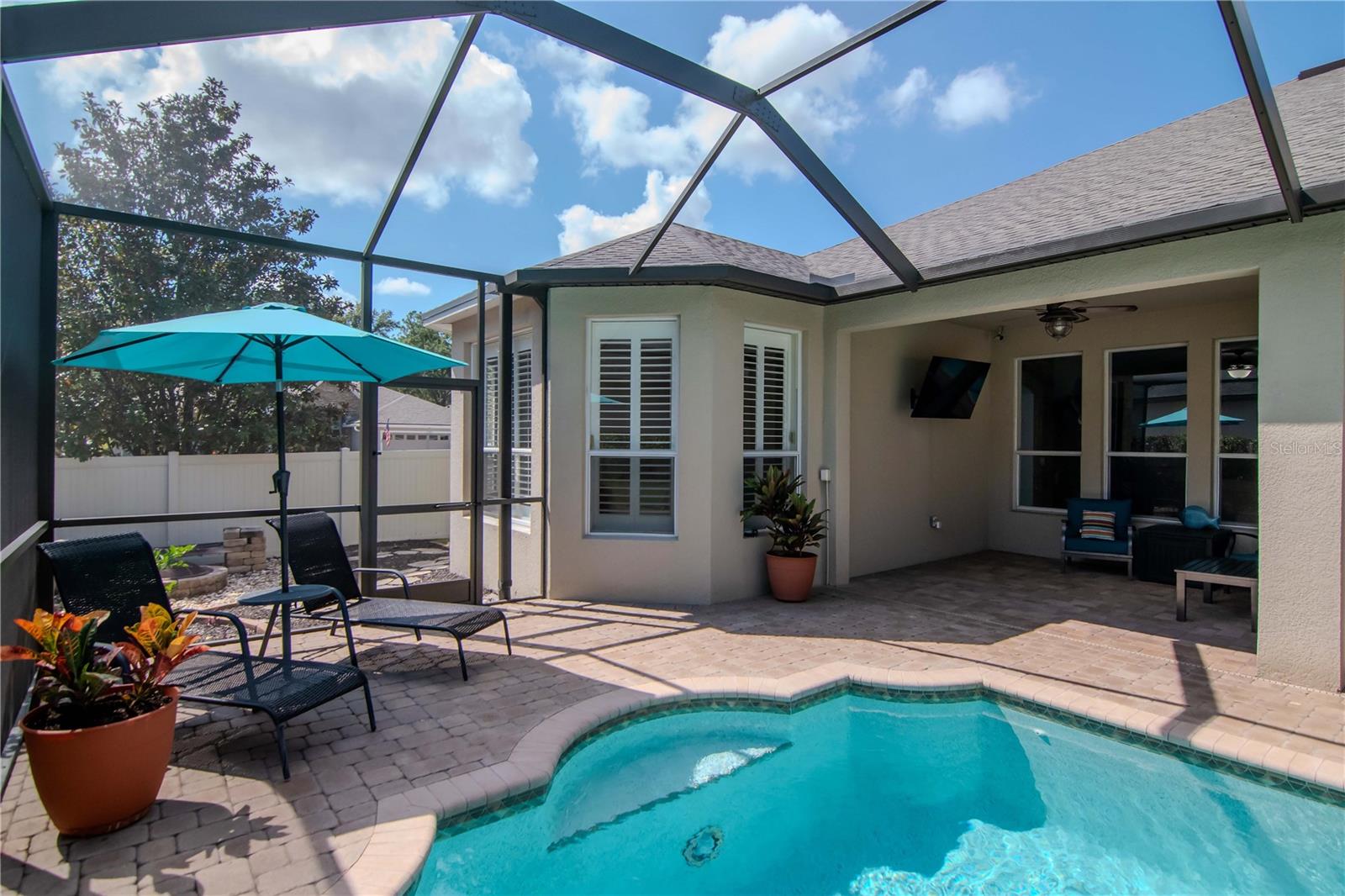 Pool and Cage, Pavered Deck