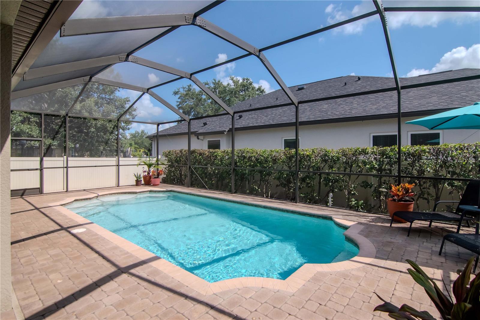 Pool and Cage, Pavered Deck