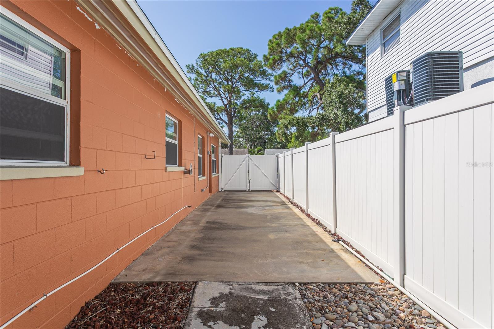 Boat parking pad on side of the house