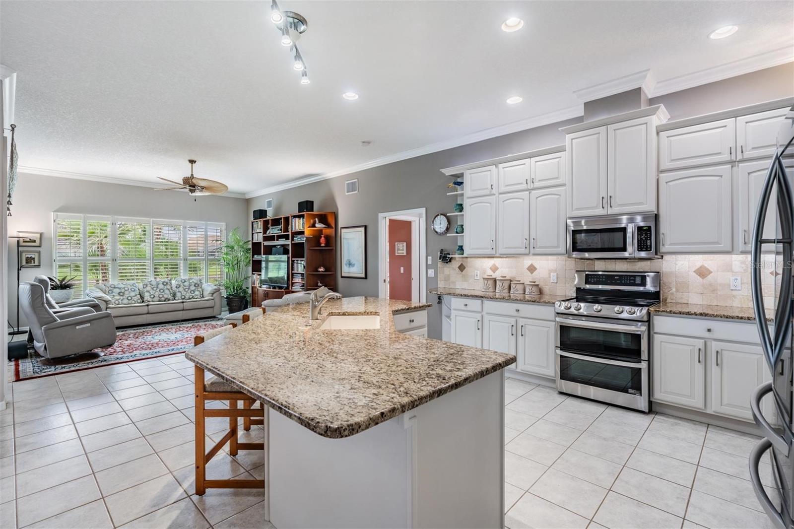 A fabulous view from the kitchen through the large picture window