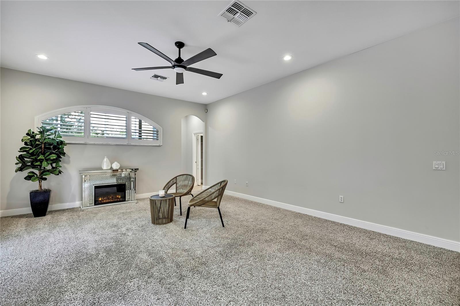Family room tucked away in back of home