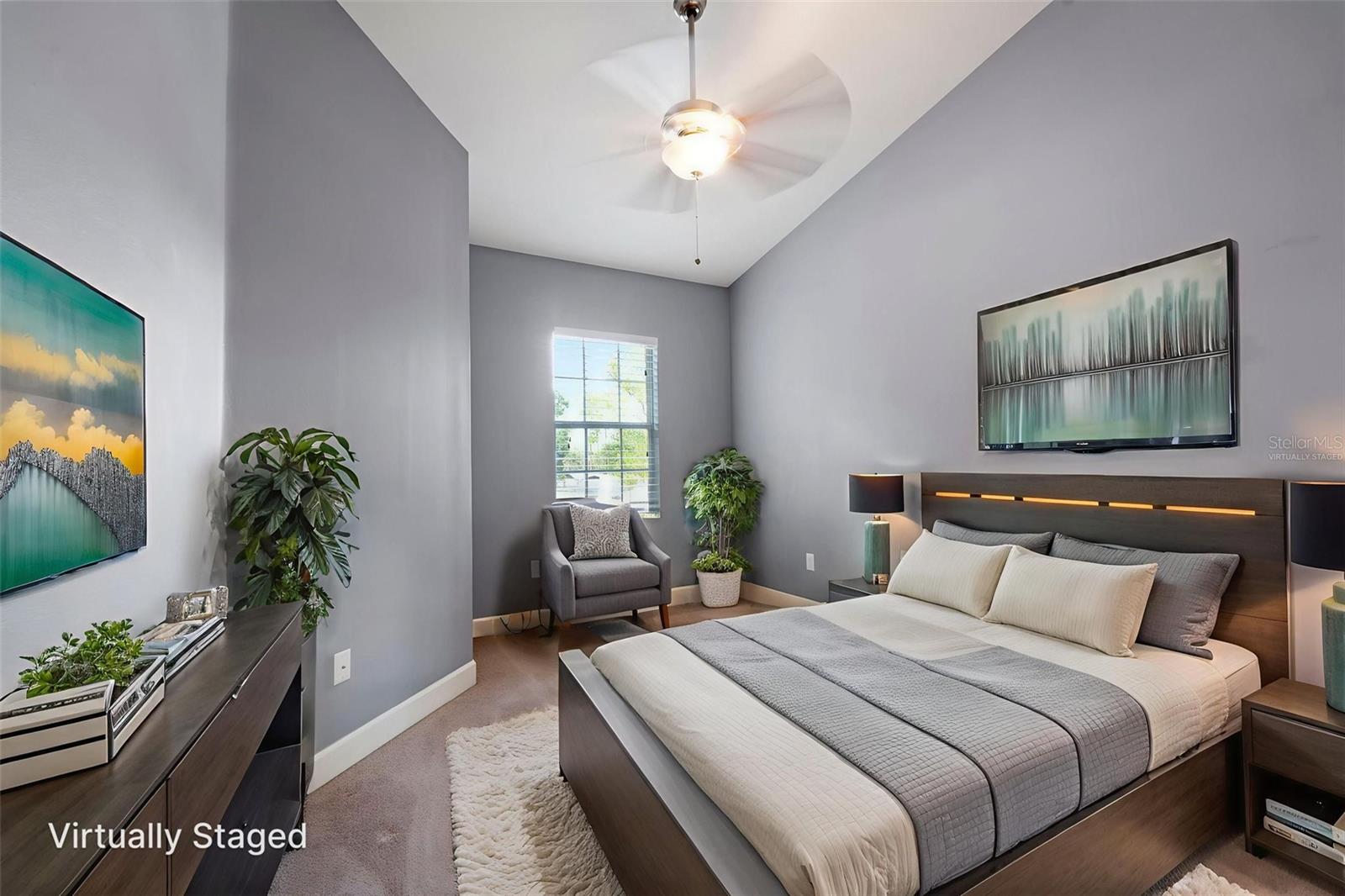 Virtually staged guest bedroom