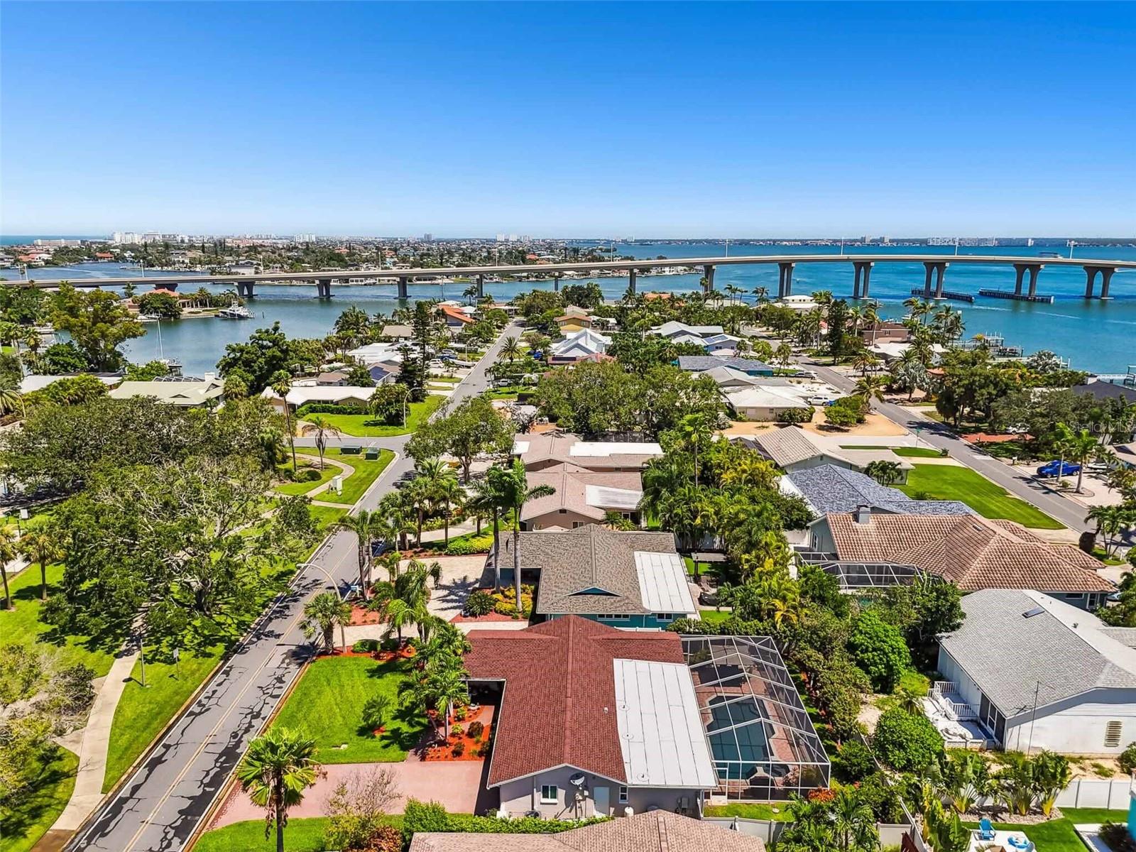 Views of the home and the Bayway bridge that leads to the Don Cesar Hotel