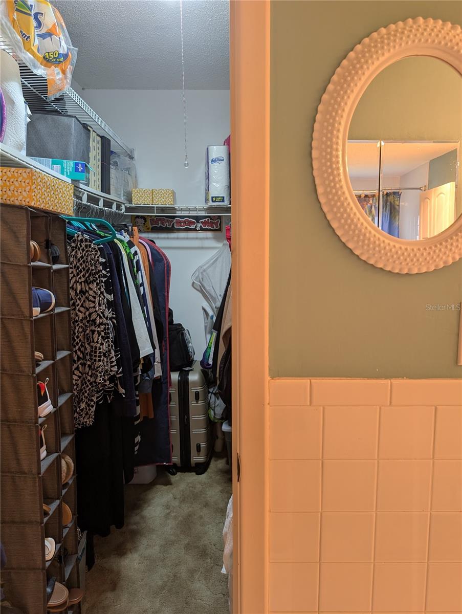 Spacious closet can also serve as partial linen/storage closet.
