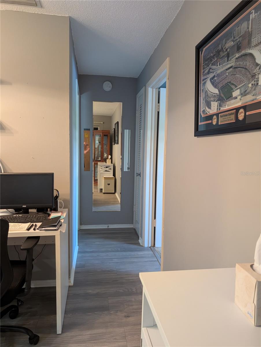 View of hall to guest bath/bedroom from Bonus area.