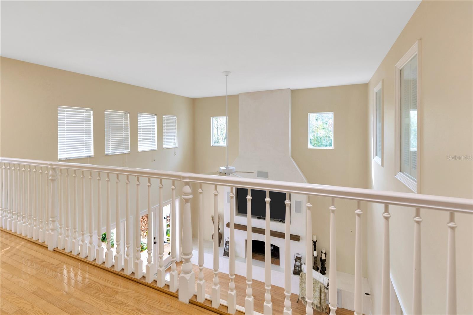 upstairs hallway overlooking great room