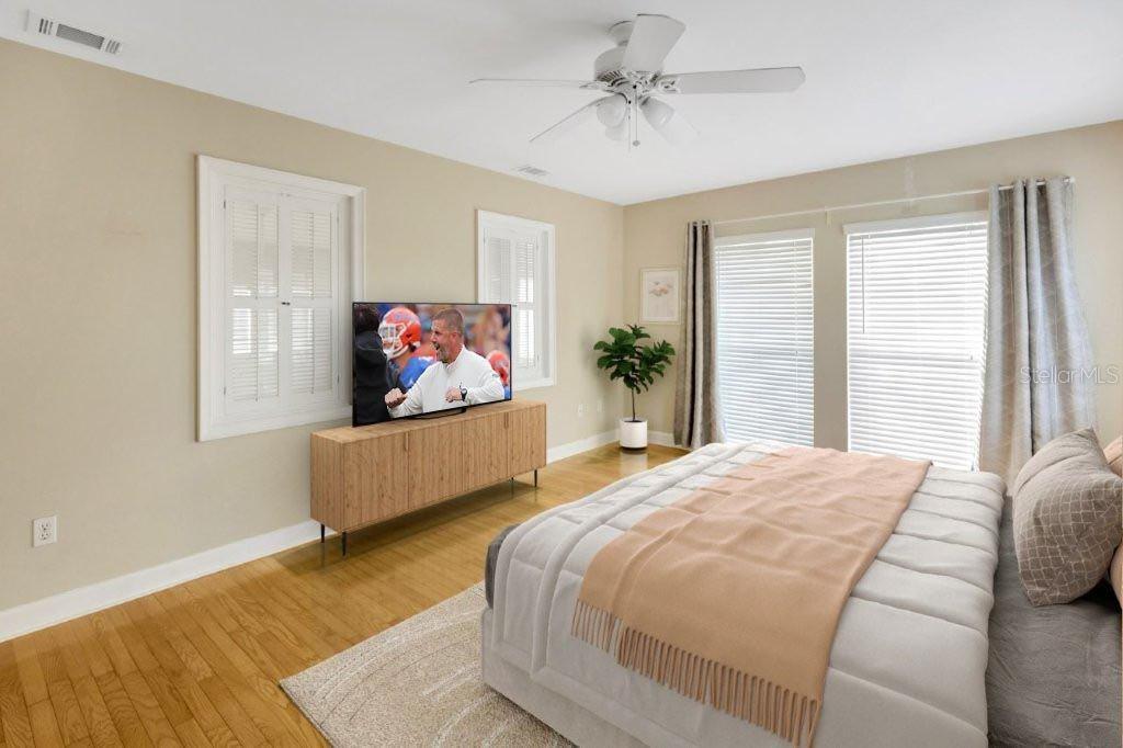 primary bedroom virtualy staged