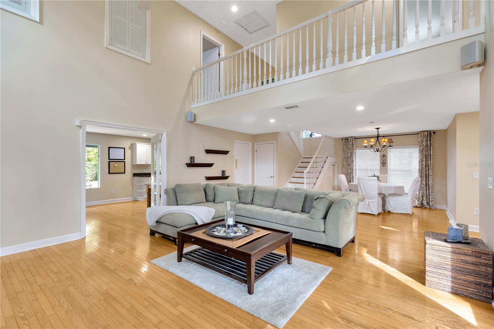 Great room with 17 foot plus ceilings