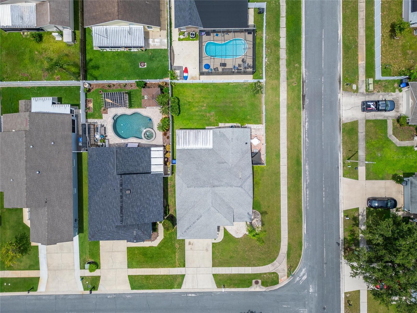 Aerial view of corner lot