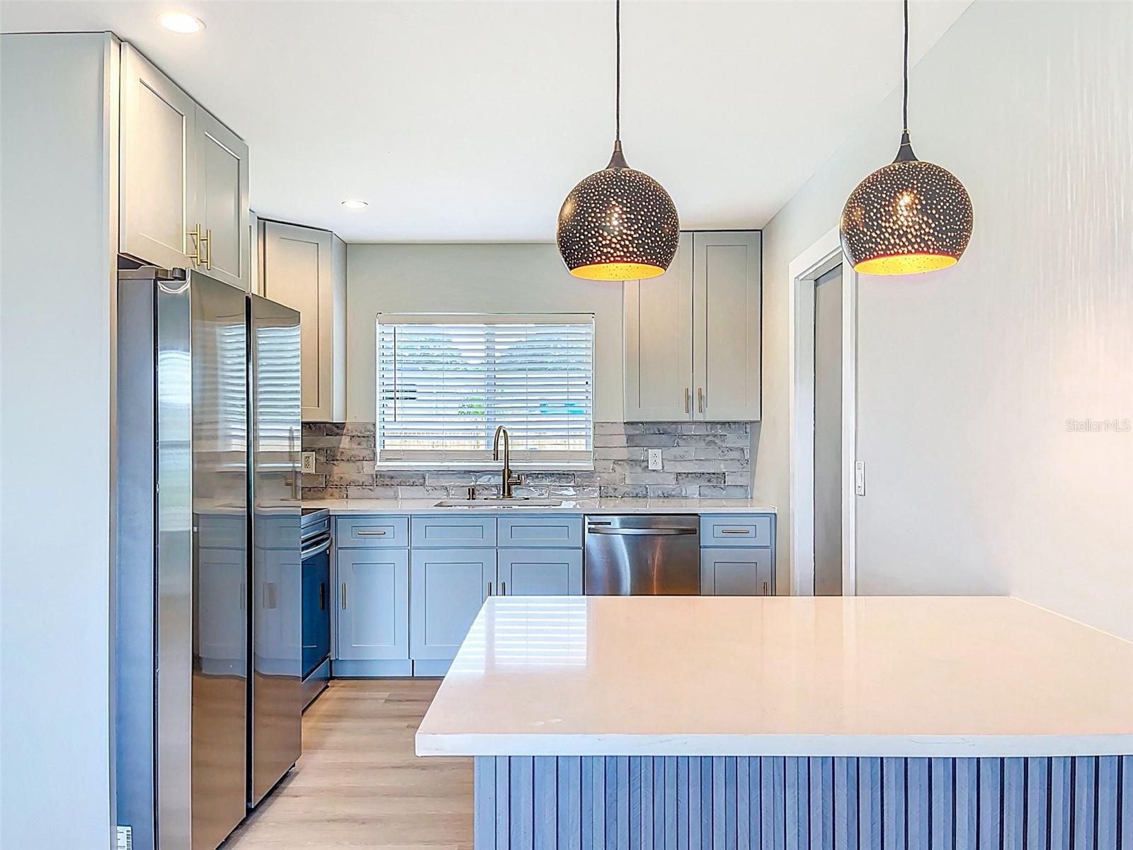 New breakfast bar island with storage and seating