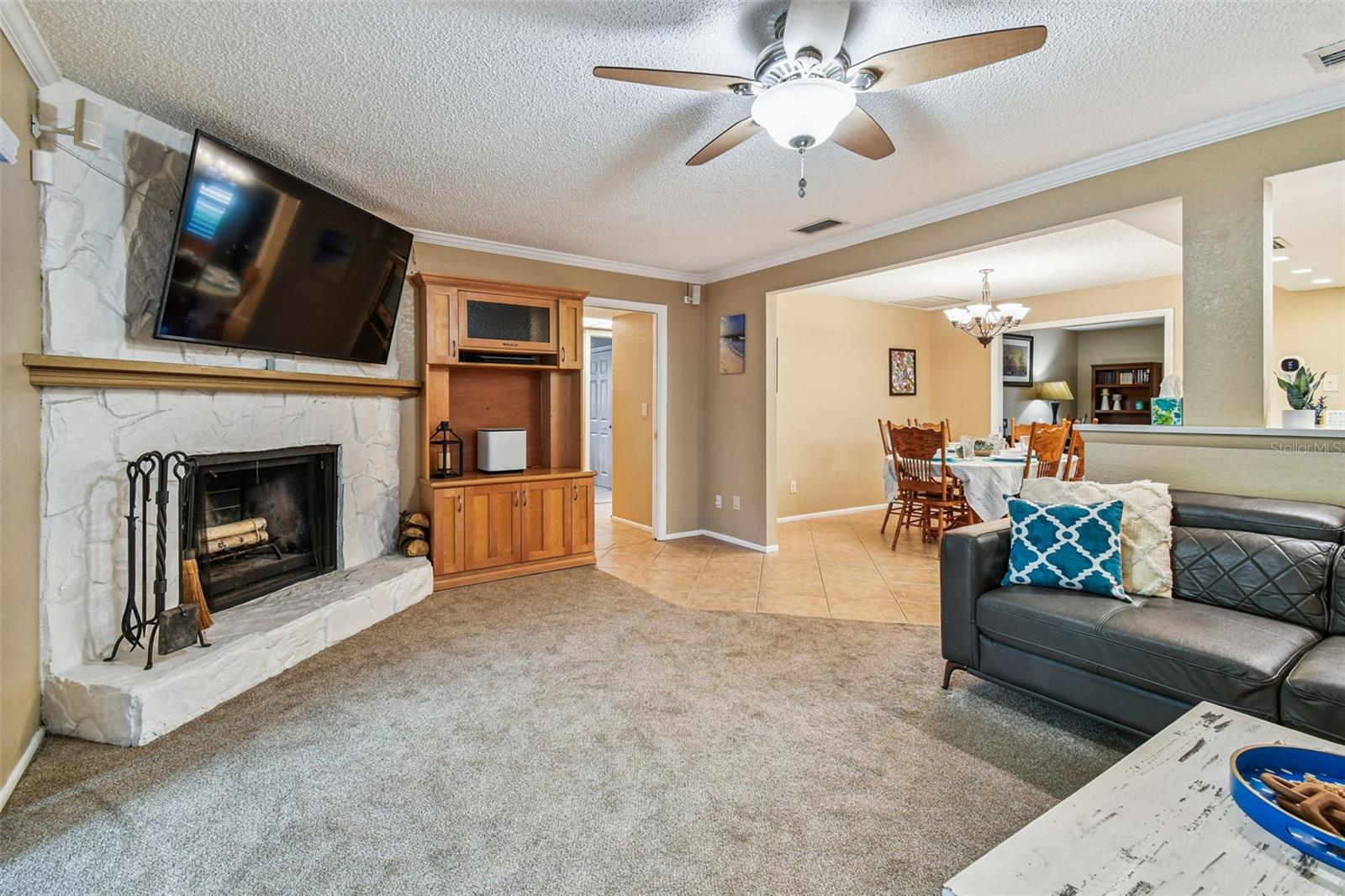 Wood burning fireplace