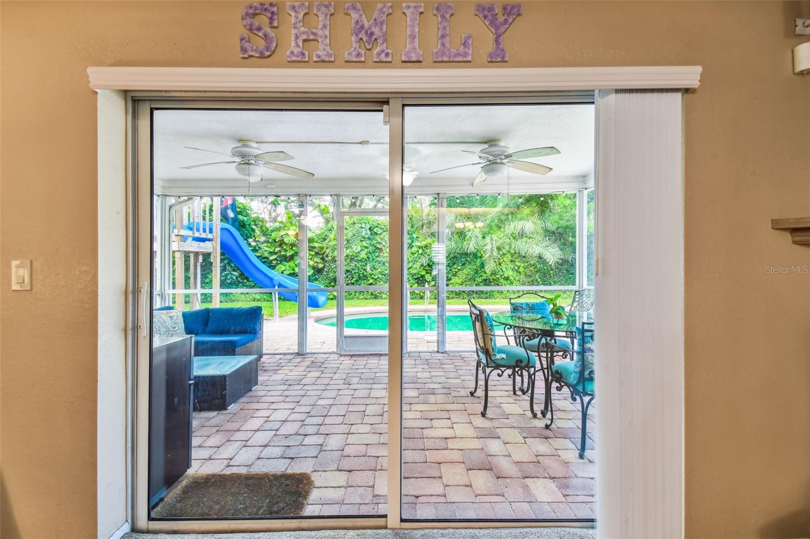 Both door slide open creating a great indoor outdoor space...Great for entertaining