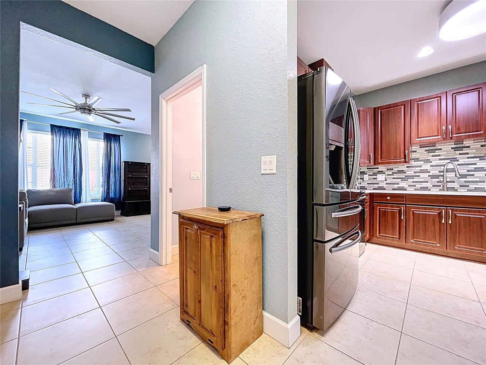 walkway into the kitchen