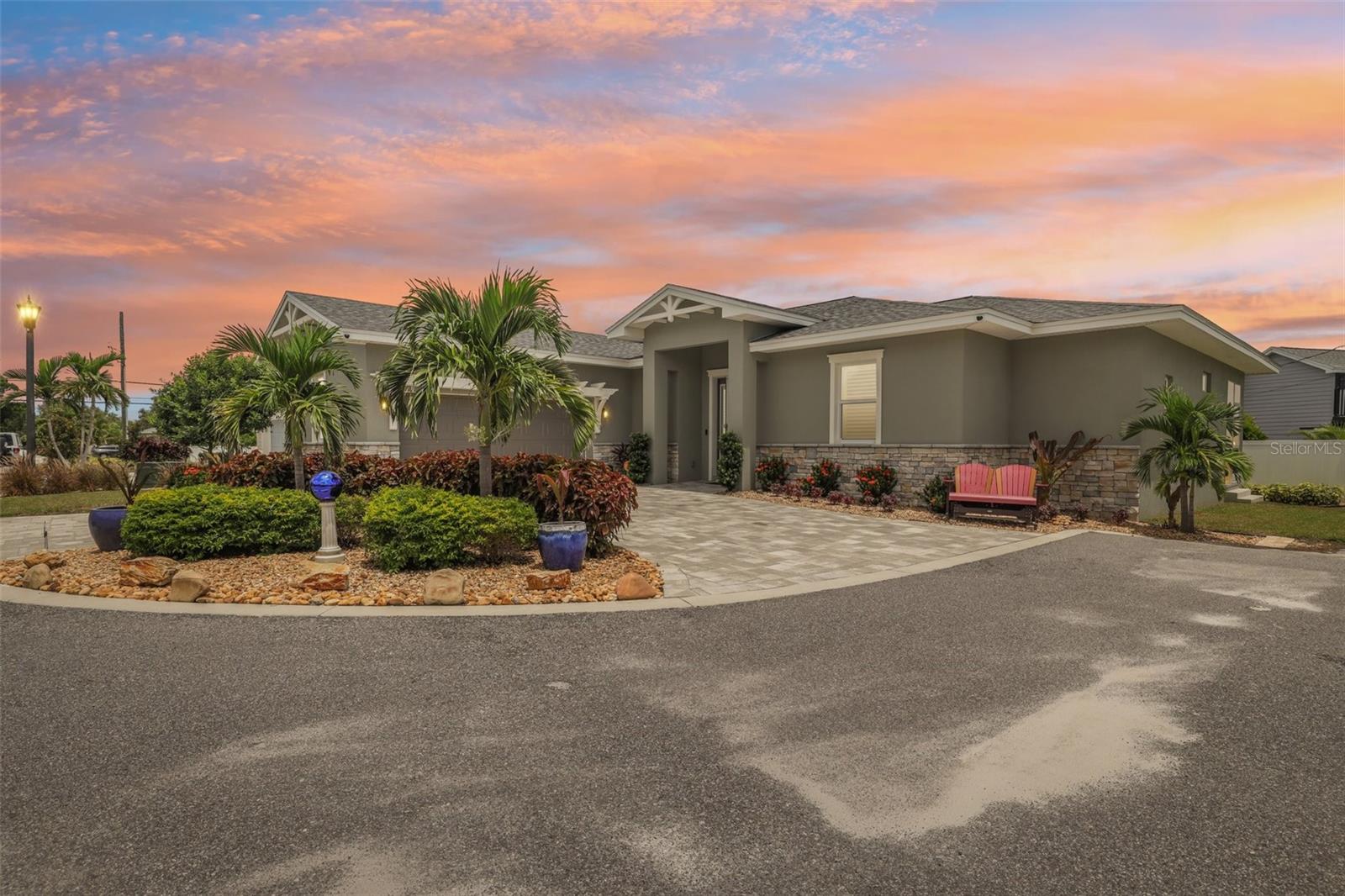 Front entry with circle driveway